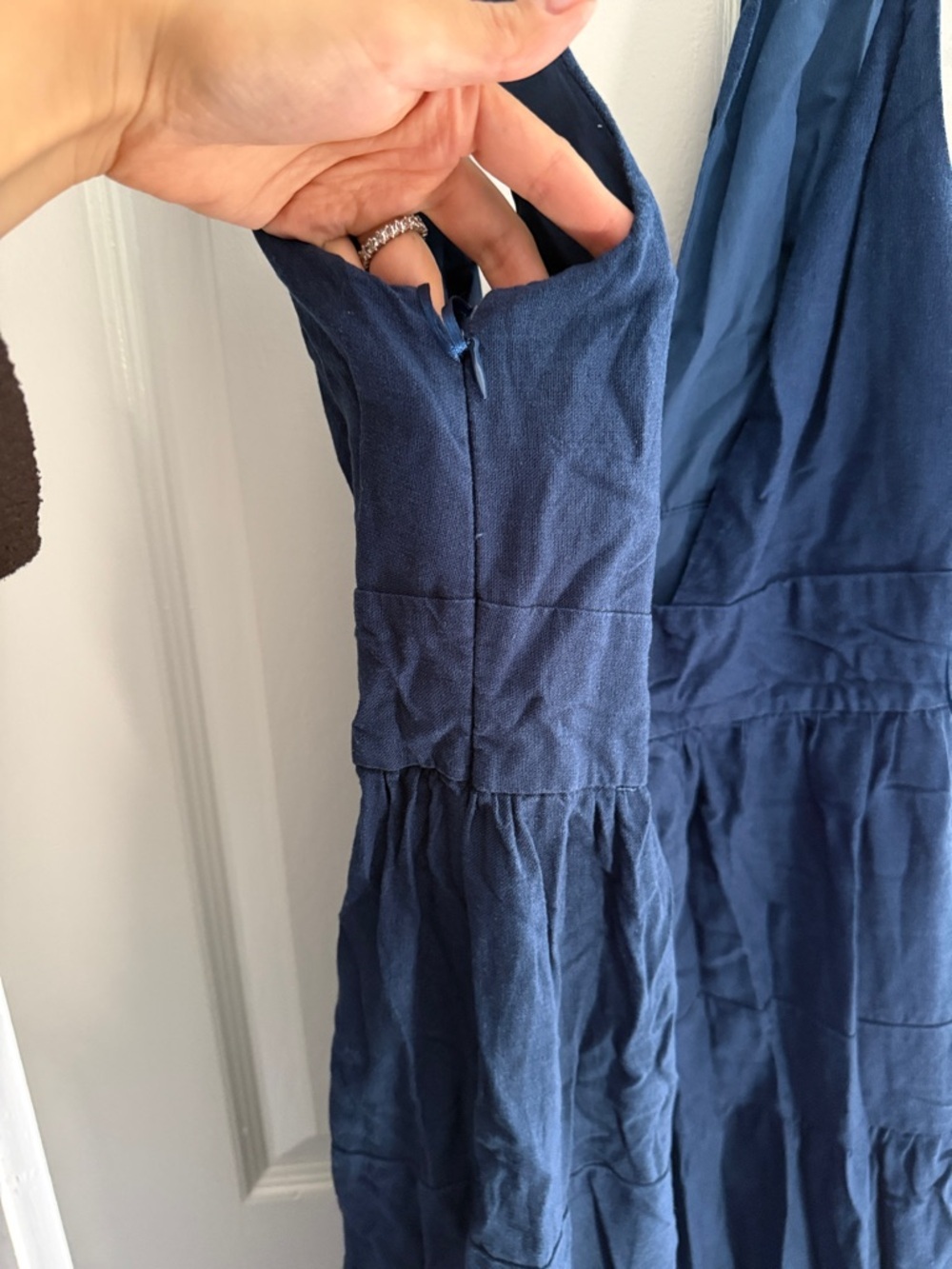 Navy Tie-Shoulder V-Neck Maxi Dress - Picture 5 of 7